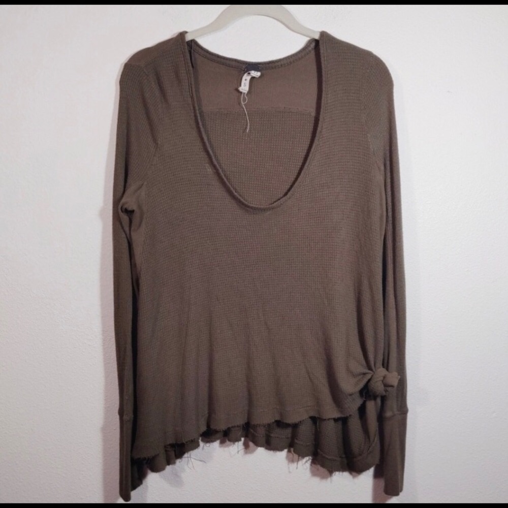 Free People Olive Green Malibu Thermal Top S